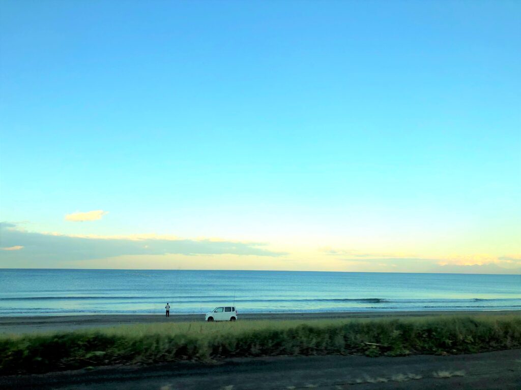 オホーツク海に沈みゆく夕日